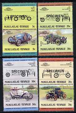 Tuvalu - Nukulaelae 1985 Cars #1 (Leaders of the World) set of 8 opt'd SPECIMEN unmounted mint
