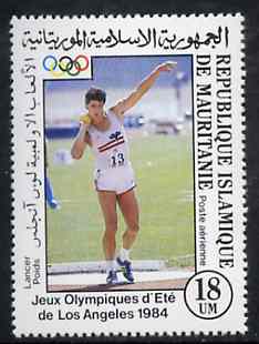Mauritania 1984 Putting the Shot 18um from Olympic Games set unmounted mint, SG 797*