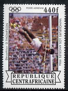 Central African Republic 1985 Pole Vault (Decathlon) 440f from Olympic Gold Medalists set unmounted mint, SG 1071