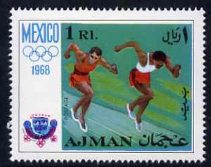 Ajman 1968 Running 1R from Mexico Olympics perf set of 8 unmounted mint, Mi 248