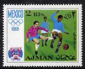 Ajman 1968 Football 2R from Mexico Olympics perf set unmounted mint, Mi 251