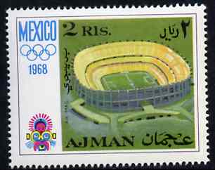 Ajman 1968 Olympic Stadium 2R from Mexico Olympics perf set of 8 unmounted mint, Mi 254