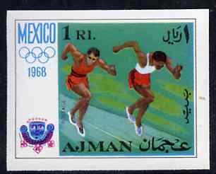 Ajman 1968 Running 1R from Mexico Olympics imperf set of 8 unmounted mint, Mi 248B