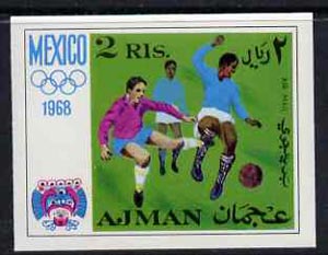 Ajman 1968 Football 2R from Mexico Olympics imperf set unmounted mint, Mi 251B