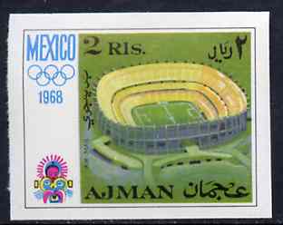 Ajman 1968 Olympic Stadium 2R from Mexico Olympics imperf set of 8 unmounted mint, Mi 254B