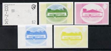Dominica 1975-78 Rum Distillery $2 set of 5 imperf progressive colour proofs comprising the 4 basic colours plus blue & yellow composite (as SG 505) unmounted mint