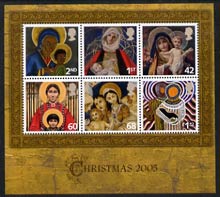 GBGB Great Britain 2005 Christmas perf m/sheet containing set of 6 unmounted mint