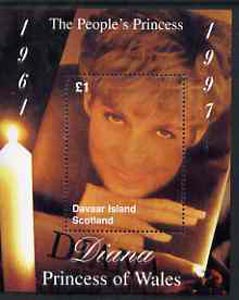 Davaar Island 1997 Diana, The People's Princess perf souvenir sheet (£1 value showing candle-lit picture) unmounted mint