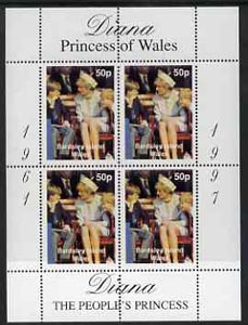 Bardsey (British Local) 1997 Diana, The People's Princess perf sheetlet containing 4 x 50p values (With William & Harry) unmounted mint