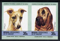 St Vincent - Bequia 1985 Dogs (Leaders of the World) 35c (Bloodhound & Whippet) imperf se-tenant pair unmounted mint