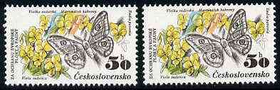 Czechoslovakia 1983 Emperor Moth & Viola Flower 50h value from Nature Protection set unmounted mint, SG 2674, Mi 2711*