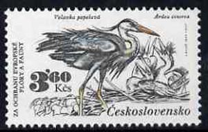 Czechoslovakia 1983 Grey Heron 2k60 value from Nature Protection set unmounted mint, SG 2677, Mi 2714*