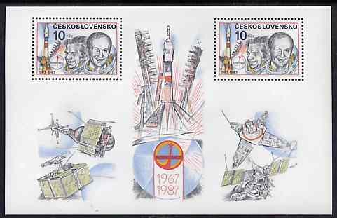 Czechoslovakia 1987 20th Anniversary of Interkosmos Space Programme m/sheet unmounted mint SG MS 2877, Mi BL 69