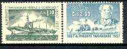 Brazil 1957 150th Anniversary of Brazilian Navy set of 2 unmounted mint, SG 969-70*