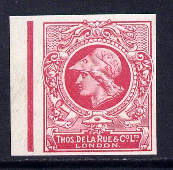 Cinderella - GB Great Britain 1911 De La Rue undenominated imperf Minerva Head dummy stamp in cerise with solid background unmounted mint