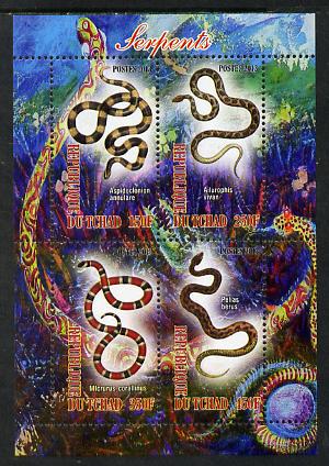 Chad 2013 Snakes perf sheetlet containing 4 values unmounted mint