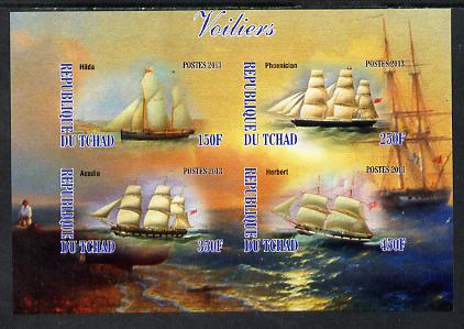 Chad 2013 Sailing Ships #1 imperf sheetlet containing 4 values unmounted mint