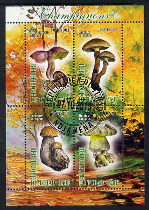 Chad 2013 Fungi #3 perf sheetlet containing 4 values fine cto used