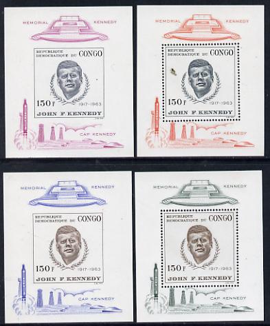Congo 1966 Kennedy Commemoration - 2nd issue set of 4 individual sheetlets (2 perf & 2 imperf)unmounted mint as SG MS 630