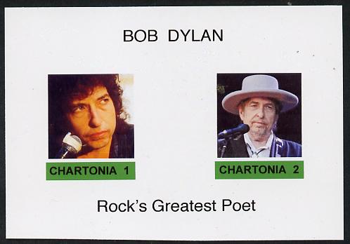 Chartonia (Fantasy) Bob Dylan - Rock's Greatest Poet imperf deluxe sheet on glossy card unmounted mint