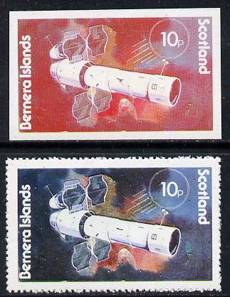 Bernera 1978 Spacecraft 10p imperf single with black omitted plus perf normal unmounted mint