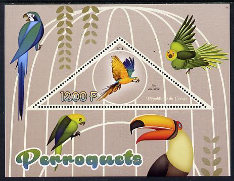 Congo 2014 Parrots perf s/sheet containing one triangular-shaped value unmounted mint