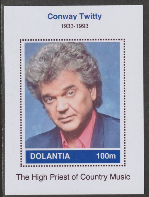 Dolantia (Fantasy) Conway Twitty imperf deluxe sheetlet on glossy card (75 x 103 mm) unmounted mint