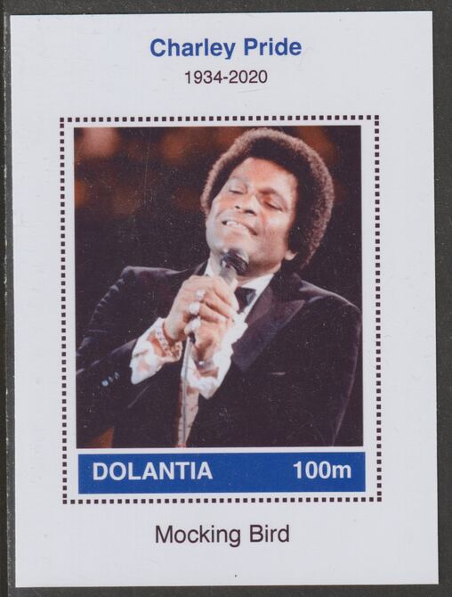Dolantia (Fantasy) Charley Pride imperf deluxe sheetlet on glossy card (75 x 103 mm) unmounted mint