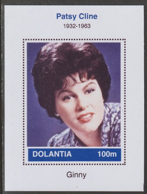 Dolantia (Fantasy) Patsy Cline imperf deluxe sheetlet on glossy card (75 x 103 mm) unmounted mint