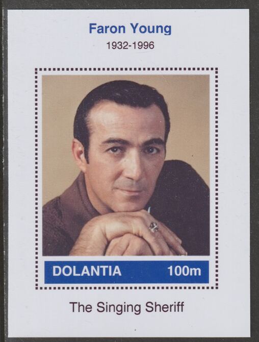 Dolantia (Fantasy) Faron Young imperf deluxe sheetlet on glossy card (75 x 103 mm) unmounted mint