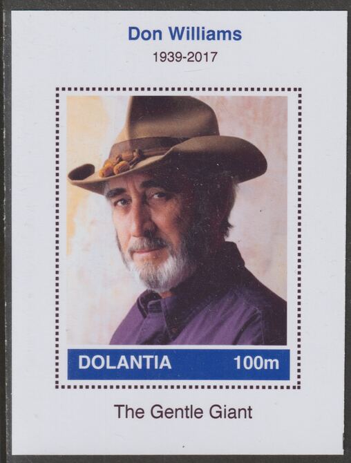 Dolantia (Fantasy) Don Williams imperf deluxe sheetlet on glossy card (75 x 103 mm) unmounted mint