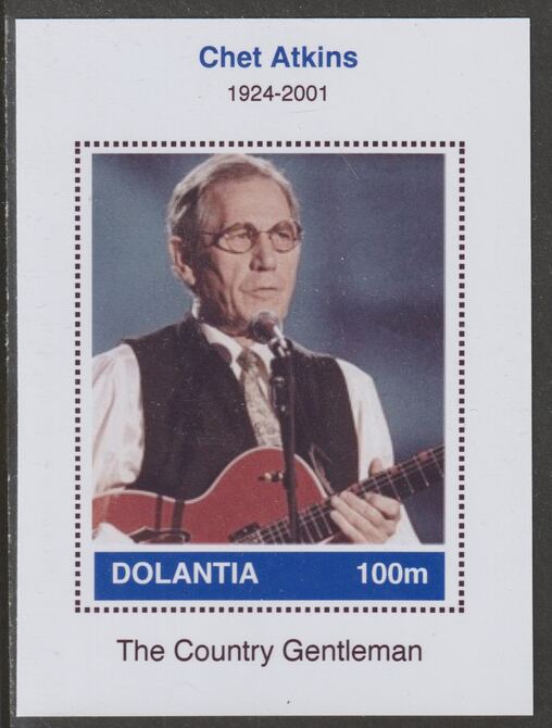 Dolantia (Fantasy) Chet Atkins imperf deluxe sheetlet on glossy card (75 x 103 mm) unmounted mint