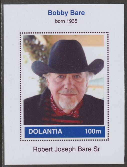Dolantia (Fantasy) Bobby Bare imperf deluxe sheetlet on glossy card (75 x 103 mm) unmounted mint