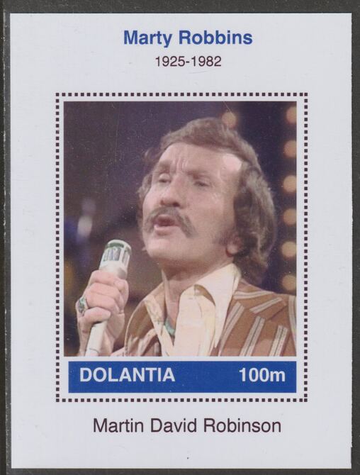 Dolantia (Fantasy) Marty Robbins imperf deluxe sheetlet on glossy card (75 x 103 mm) unmounted mint