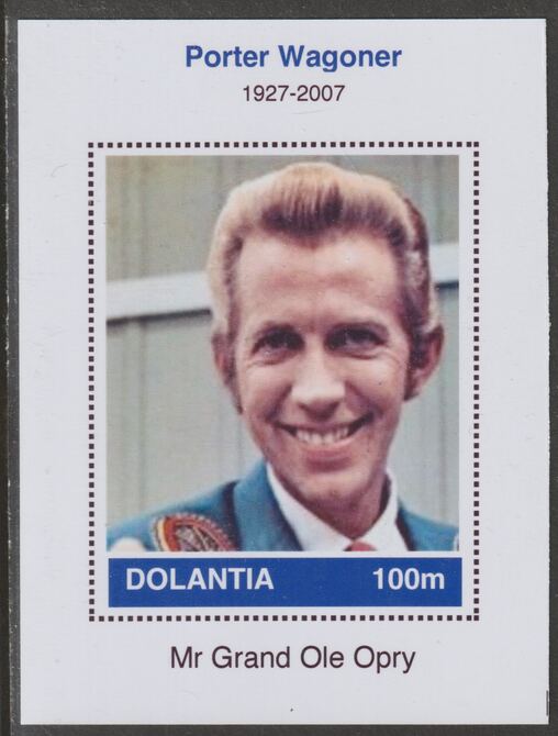 Dolantia (Fantasy) Porter Wagoner imperf deluxe sheetlet on glossy card (75 x 103 mm) unmounted mint