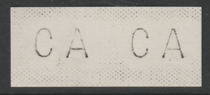 Cinderella - Watermark proof of CA in pair on thin card from Dandy Rollers, ex De La Rue atchive