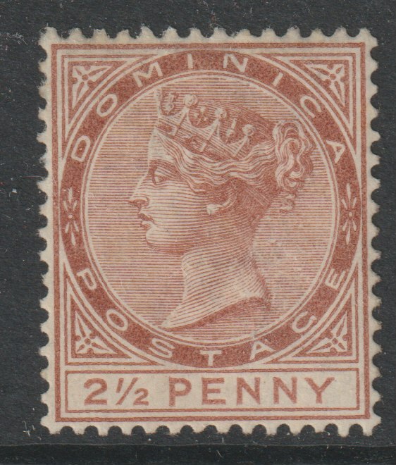 Dominica 1883 QV Crown CA 2.5d red-brown with part gum SG15