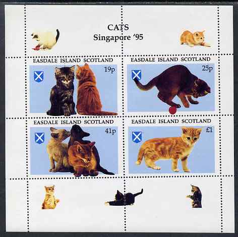 Easdale 1995 'Singapore 95' Stamp Exhibition (Cats) sheetlet containing perf set of 4 unmounted mint