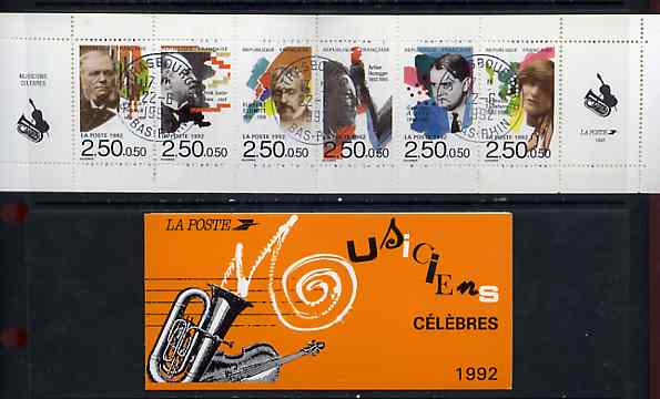 Booklet - France 1992 Red Cross Fund (Composers) 18f Booklet complete with first day cancels SG CSB20