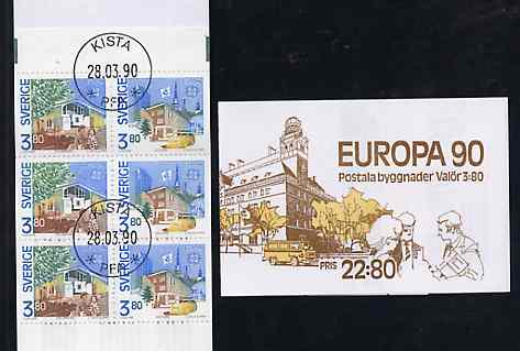 Booklet - Sweden 1990 Europa 22k80 booklet complete with first day cancels, SG SB425