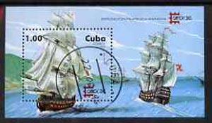 Cuba 1996 Capex 96 Stamp Exhibition (18th Century Sailing Ships) perf miniature sheet cto used, SG MS4078