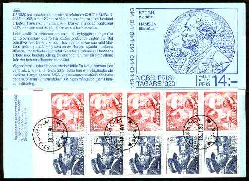 Booklet - Sweden 1980 Nobel Prize Winners of 1920 14k booklet complete with first day cancels, SG SB346