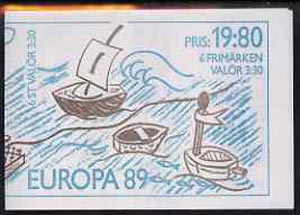 Booklet - Sweden 1989 Europa 19k80 booklet (Children's Games) complete and pristine, SG SB417