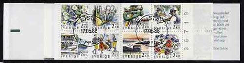 Booklet - Sweden 1988 Rebate Stamps 20k booklet (Midsummer Festival) complete with first day cancels, SG SB408