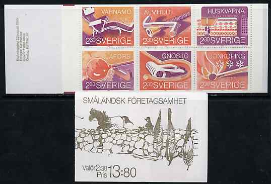 Booklet - Sweden 1989 Industries of Smålandsk Towns 13k80 booklet complete and very fine, SG SB418