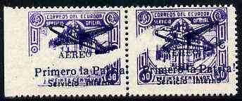 Ecuador 1930s Servicio Interno opt on 30c violet unissued Official stamp with errors......