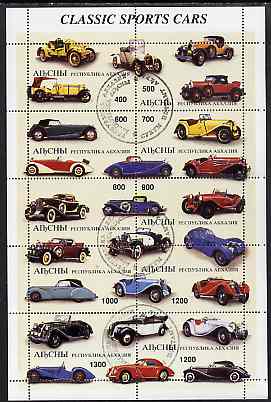 Abkhazia 1997 Classic Sports Cars perf sheetlet containing complete set of 10 values cto used