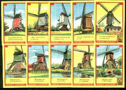 Match Box Labels - Windmills series #02 (nos 11-20) very fine unused condition (Molem Lucifers)