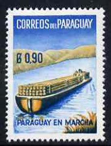 Paraguay 1961 Timber Canal Barge 90c from 'Progress' set unmounted mint, SG 901*
