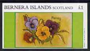 Bernera 1982 Flowers #13 (Pansy) imperf souvenir sheet (£1 value) unmounted mint